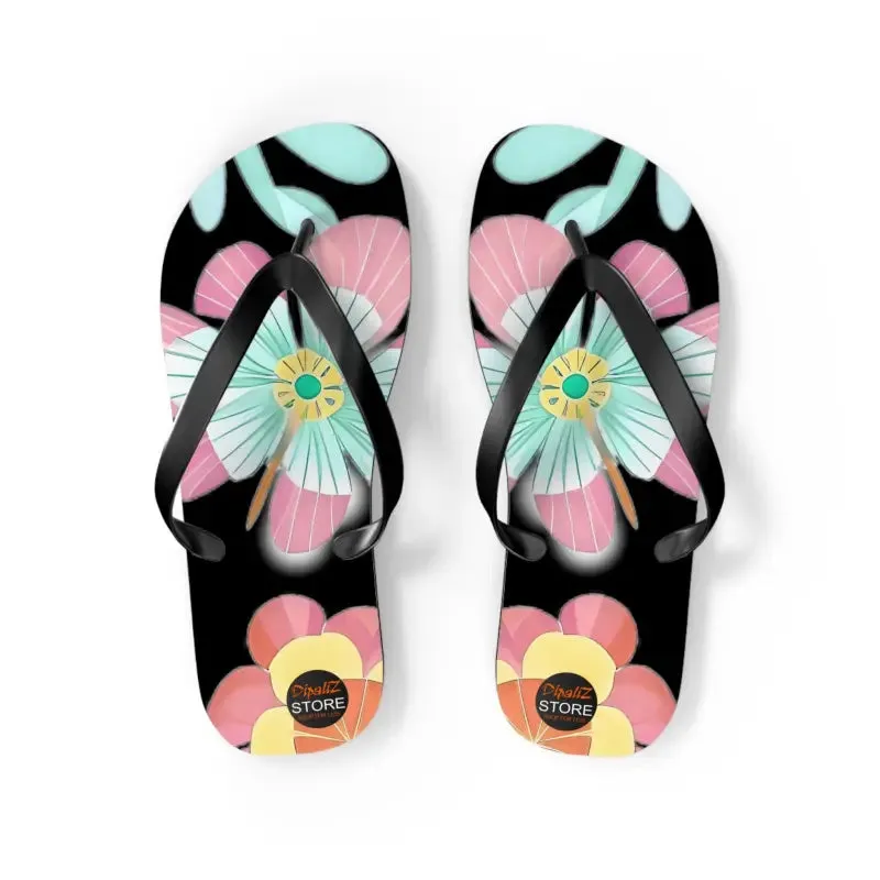 Unisex Flip Flops with Large Beautiful Flowers