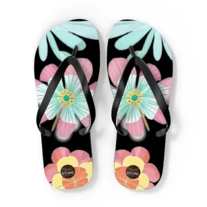 Unisex Flip Flops with Large Beautiful Flowers