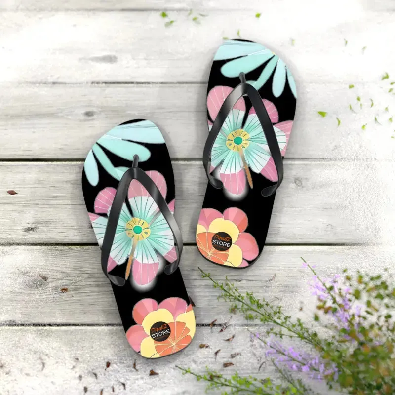 Unisex Flip Flops with Large Beautiful Flowers