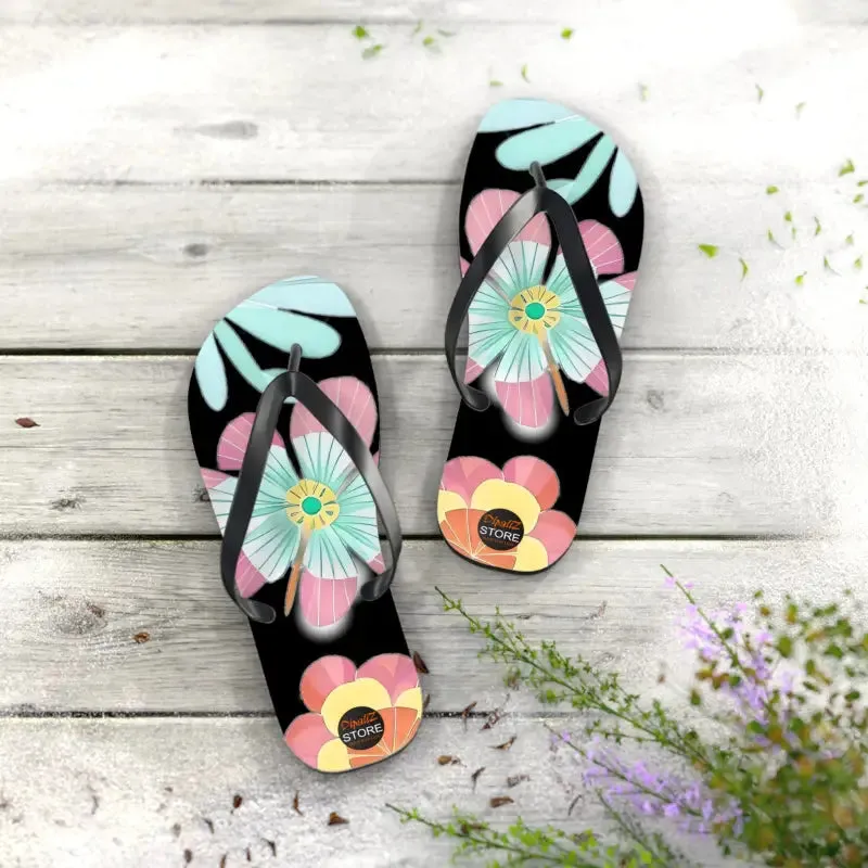 Unisex Flip Flops with Large Beautiful Flowers
