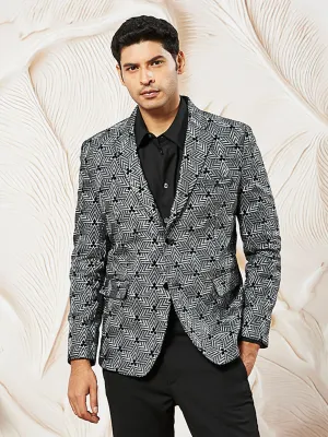 VASTRAMAY Men's Grey Velvet Blazer